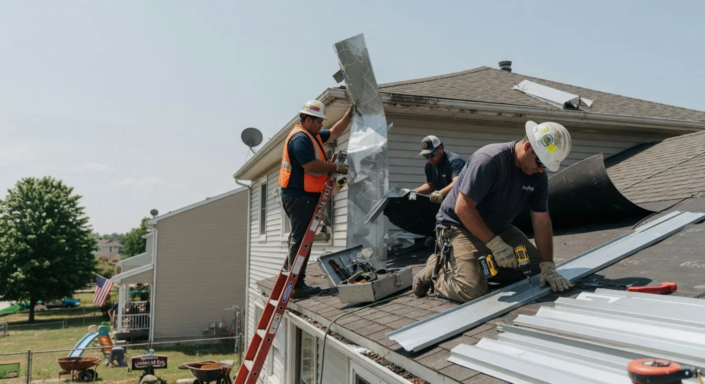 Storm Damage Metal Roof Repair in Morristown, IN